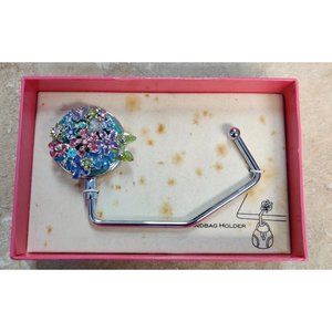 Table Edge / Shelf Purse Handbag Holder Hook Enamel Floral Spring Color NOS